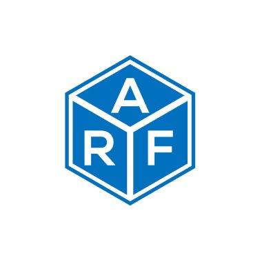 Siyah arkaplanda ARF harf logosu tasarımı. ARF yaratıcı harflerin baş harfleri logo kavramı. ARF harf tasarımı.