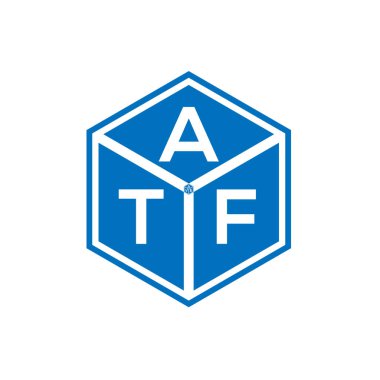 Siyah arka planda ATF harf logosu tasarımı. ATF yaratıcı harflerin baş harfleri logo kavramı. ATF harf tasarımı.