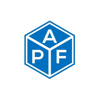 Siyah arka planda APF harf logosu tasarımı. APF yaratıcı harflerin baş harfleri logo kavramı. APF harf tasarımı.