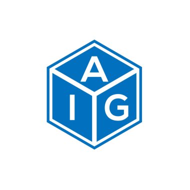 Siyah arkaplanda AIG harf logosu tasarımı. AIG yaratıcı harflerin baş harfleri logo kavramı. AIG harf tasarımı.