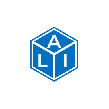Siyah arka planda ALI harf logosu tasarımı. ALI yaratıcı harflerin baş harfleri logo kavramı. ALI harf tasarımı.