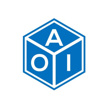 Siyah arka planda AOI harf logosu tasarımı. AOI yaratıcı harfler logosu konsepti. AOI harf tasarımı.