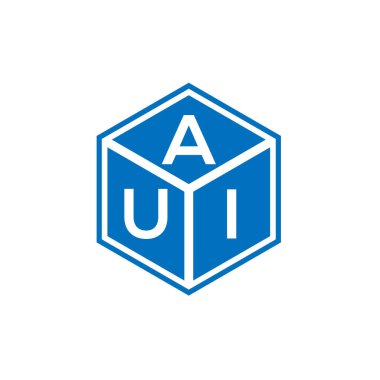 Siyah arka planda AUI harf logosu tasarımı. AUI yaratıcı harfler logosu konsepti. AUI harf tasarımı.