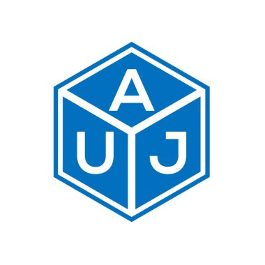 Siyah arka planda AUJ harf logosu tasarımı. AUJ yaratıcı harflerin baş harfleri logo kavramı. AUJ harf tasarımı.