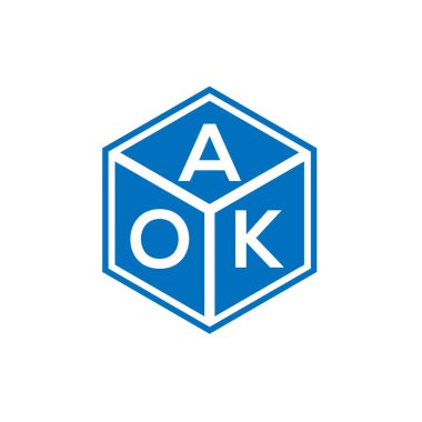 Siyah arka planda AOK harf logosu tasarımı. Yaratıcı harflerin baş harfleri logo konsepti. AOK harf tasarımı.