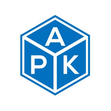 Siyah arka planda APK harf logosu tasarımı. APK yaratıcı harflerin baş harfleri logo kavramı. APK harf tasarımı.