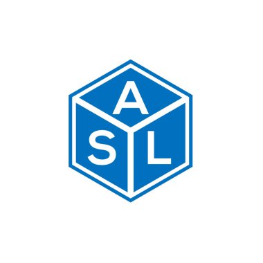 Siyah arka planda ASL harf logosu tasarımı. ASL yaratıcı harflerin baş harfleri logo kavramı. ASL harf tasarımı.
