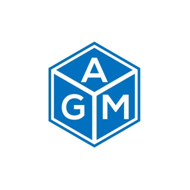 Siyah arkaplanda AGM harf logosu tasarımı. AGM yaratıcı harflerin baş harfleri logo kavramı. AGM harf tasarımı.