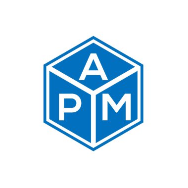 Siyah arka planda APM harf logosu tasarımı. APM yaratıcı harflerin baş harfleri logo kavramı. APM harf tasarımı.