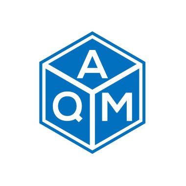 Siyah arkaplanda AQM harf logosu tasarımı. AQM yaratıcı harflerin baş harfleri logo kavramı. AQM harf tasarımı.