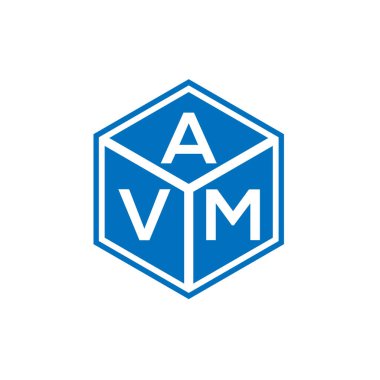 Siyah arka planda AVM harf logosu tasarımı. AVM yaratıcı harflerin baş harfleri logo kavramı. AVM harf tasarımı.