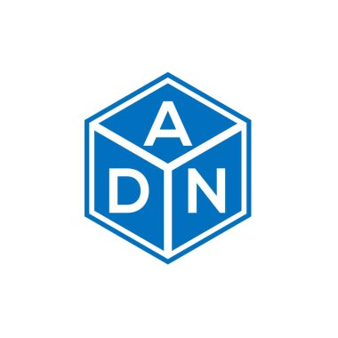 Siyah arkaplanda ADN harf logosu tasarımı. ADN yaratıcı harflerin baş harfleri logo kavramı. ADN harf tasarımı.