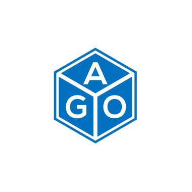 Siyah arka planda AGO harfi logo tasarımı. AGO yaratıcı harfler logosu konsepti. AGO harf tasarımı.