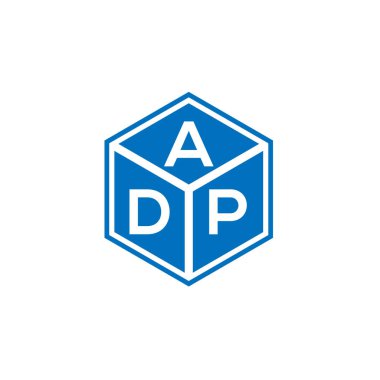 Siyah arka planda ADP harf logosu tasarımı. ADP yaratıcı harflerin baş harfleri logo kavramı. ADP harf tasarımı.