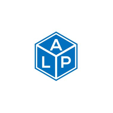 Siyah arkaplanda ALP harfi logo tasarımı. ALP yaratıcı harflerin baş harfleri logo kavramı. ALP harf tasarımı.