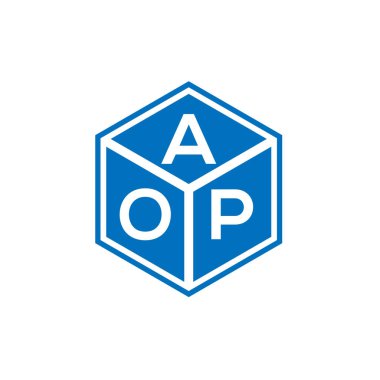 Siyah arka planda AOP harf logosu tasarımı. AOP yaratıcı harflerin baş harfleri logo kavramı. AOP harf tasarımı.