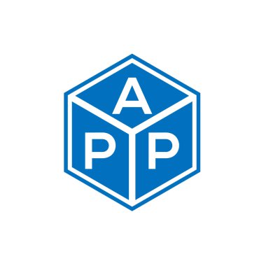 Siyah arka planda APP harf logosu tasarımı. APP yaratıcı harflerin baş harfleri logo kavramı. APP harf tasarımı.