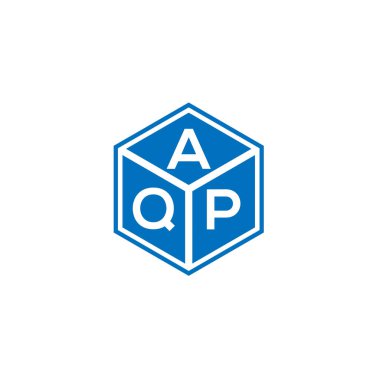 Siyah arkaplanda AQP harf logosu tasarımı. AQP yaratıcı harflerin baş harfleri logo kavramı. AQP harf tasarımı.
