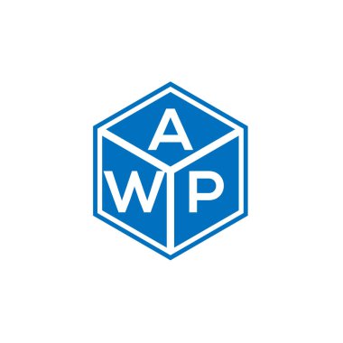 Siyah arka planda AWP harf logosu tasarımı. AWP yaratıcı harflerin baş harfleri logo kavramı. AWP harf tasarımı.