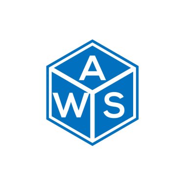Siyah arka planda AWS harfi logo tasarımı. AWS yaratıcı harf logosu konsepti. AWS harf tasarımı.