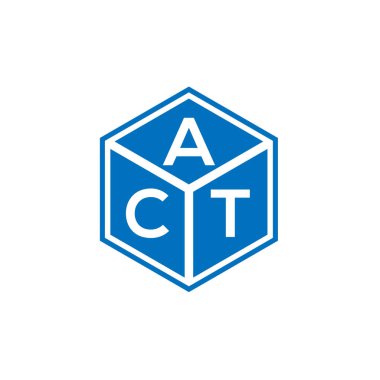 Siyah arka planda ACT harfi logosu tasarımı. ACT yaratıcı harflerin baş harfleri logo kavramı. ACT harf tasarımı.
