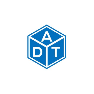 Siyah arka planda ADT harf logosu tasarımı. ADT yaratıcı harflerin baş harfleri logo kavramı. ADT harf tasarımı.