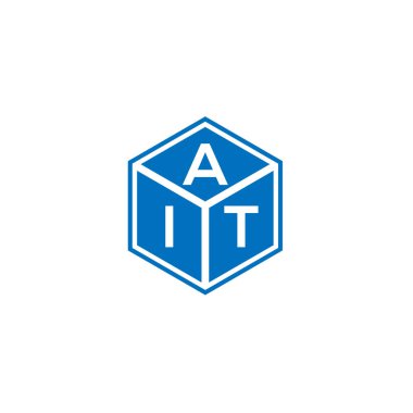 Siyah arka planda AIT harfi logo tasarımı. AIT yaratıcı harfler logosu konsepti. AIT harf tasarımı.