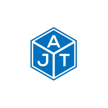 Siyah arka planda AJT harf logosu tasarımı. AJT yaratıcı harflerin baş harfleri logo kavramı. AJT harf tasarımı.