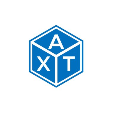 Siyah arkaplanda AXT harf logosu tasarımı. AXT yaratıcı harflerin baş harfleri logo kavramı. AXT harf tasarımı.