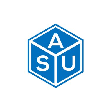 ASU harf logosu tasarımı siyah arka planda. ASU yaratıcı harf logosu konsepti. ASU harf tasarımı.