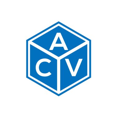 Siyah arka planda ACV harf logosu tasarımı. ACV yaratıcı harflerin baş harfleri logo kavramı. ACV harf tasarımı.