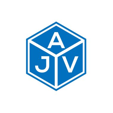 Siyah arka planda AJV harf logosu tasarımı. AJV yaratıcı harflerin baş harfleri logo kavramı. AJV harf tasarımı.