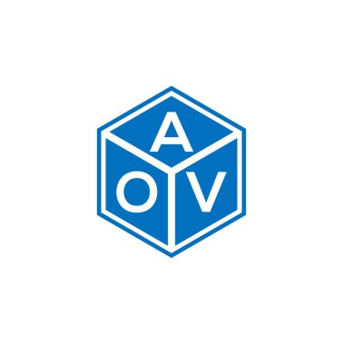 Siyah arka planda AOV harf logosu tasarımı. AOV yaratıcı harflerin baş harfleri logo kavramı. AOV harf tasarımı.