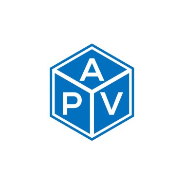 Siyah arka planda APV harf logosu tasarımı. APV yaratıcı harflerin baş harfleri logo kavramı. APV harf tasarımı.