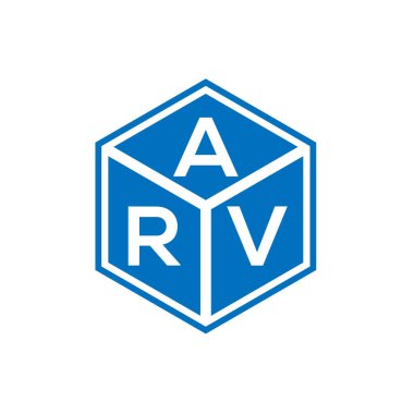 Siyah arka planda ARV harf logosu tasarımı. ARV yaratıcı harflerin baş harfleri logo kavramı. ARV harf tasarımı.