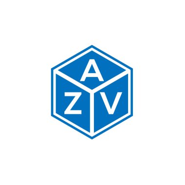 Siyah arkaplanda AZV harf logosu tasarımı. AZV yaratıcı harflerin baş harfleri logo kavramı. AZV harf tasarımı.
