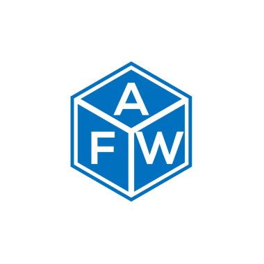 Siyah arka planda AFW harf logosu tasarımı. AFW yaratıcı harflerin baş harfleri logo kavramı. AFW harf tasarımı.