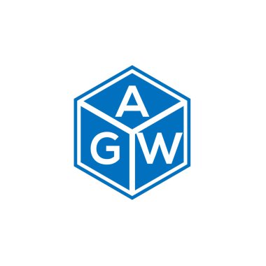 Siyah arkaplanda AGW harf logosu tasarımı. AGW yaratıcı harflerin baş harfleri logo konsepti. AGW harf tasarımı.