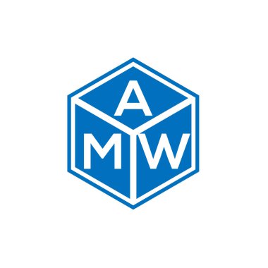 Siyah arka planda AMW harf logosu tasarımı. AMW yaratıcı harflerin baş harfleri logo kavramı. AMW harf tasarımı.