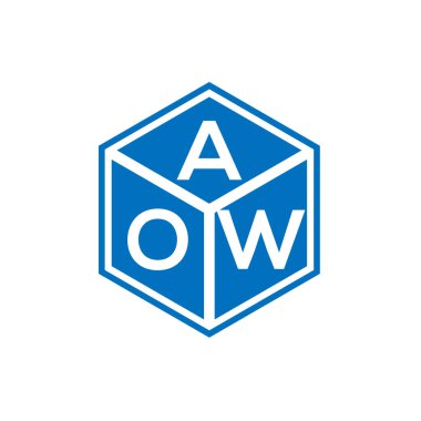 Siyah arka planda AOW harf logosu tasarımı. Yaratıcı harflerin baş harfleri logo konsepti. AOW harf tasarımı.