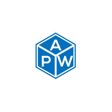 Siyah arka planda APW harf logosu tasarımı. APW yaratıcı harflerin baş harfleri logo kavramı. APW harf tasarımı.