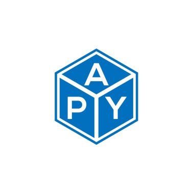 Siyah arka planda APY mektup logosu tasarımı. APY yaratıcı harflerin baş harfleri logo kavramı. APY harf tasarımı.