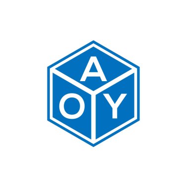 Siyah arka planda AOY harf logosu tasarımı. AOY yaratıcı harflerin baş harfleri logo kavramı. AOY harf tasarımı.