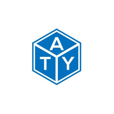 Siyah arka planda ATY harf logosu tasarımı. ATY yaratıcı harfler logosu konsepti. ATY harf tasarımı.