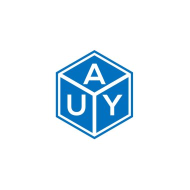 Siyah arka planda AUY harf logosu tasarımı. AUY yaratıcı harfler logosu konsepti. AUY harf tasarımı.