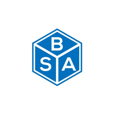 Siyah arka planda BSA harf logosu tasarımı. BSA yaratıcı harflerin baş harfleri logo kavramı. BSA harf tasarımı.