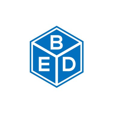 Siyah arkaplanda BED harf logosu tasarımı. Yatak kreatif harfler logosu konsepti. BED harf tasarımı.