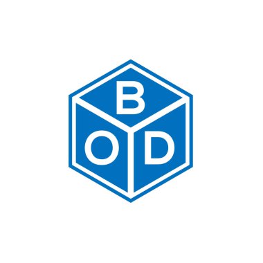 Siyah arka planda BOD harf logosu tasarımı. BOD yaratıcı harflerin baş harfleri logo kavramı. BOD harf tasarımı.