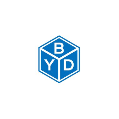Siyah arka planda BYD harf logosu tasarımı. BYD yaratıcı harflerin baş harfleri logo kavramı. BYD harf tasarımı.