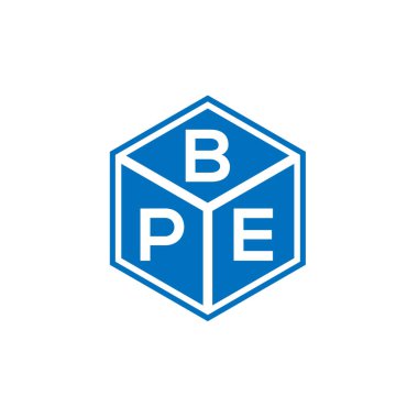 Siyah arka planda BPE harf logosu tasarımı. BPE yaratıcı harflerin baş harfleri logo kavramı. BPE harf tasarımı.
